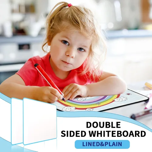 Miniatura 4 de Small White Dry Erase Board Double Sided，Small Dry Erase Board 14x11 Inch,Mini White Board with 8 Markers for Students Office Kitchen Blue