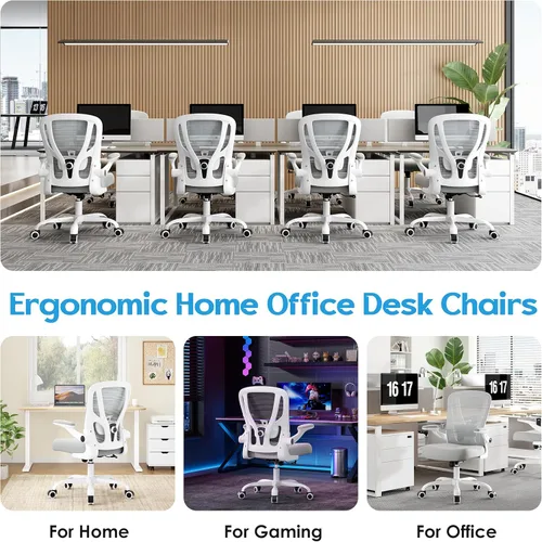 Miniatura 5 de Silla de oficina ergonómica de escritorio, silla de malla para computadora, silla de trabajo transpirable con ruedas, soporte lumbar ajustable