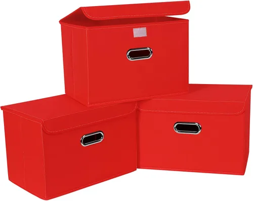 Miniatura 9 de Paquete de 1 Contenedores de Almacenamiento Plegables Grandes con Tapas, Cubos Organizadores de Almacenamiento de Tela para Estantes, Armario