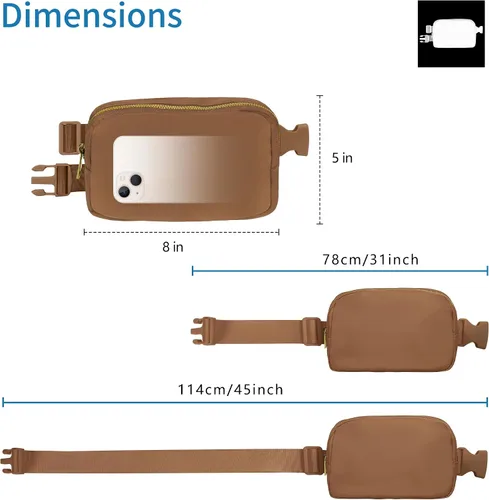 Miniatura 2 de VKIOIP Riñonera de moda con correa ajustable, bolsa cruzada manos libres con cremallera, accesorios de ejercicio de entrenamiento para viajes