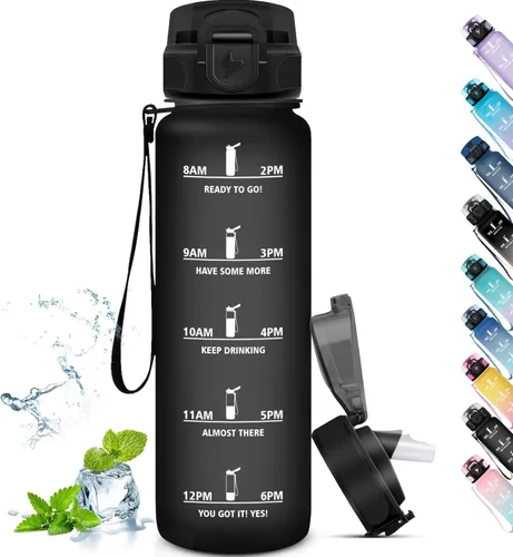Miniatura 27 de Botella de agua – 16.9 fl oz – Botella de agua para niños, botella de sorbete a prueba de fugas, botella deportiva con marcador de tiempo, botella