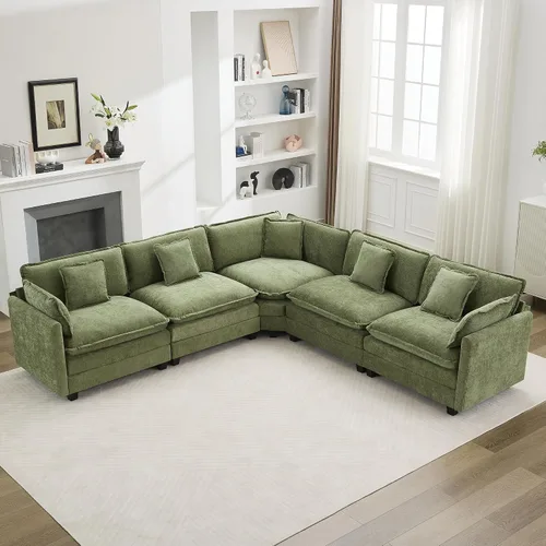 Miniatura 86 de Otomán de Sofá Moderno de Chenille Nube de 35'', Otomán Rectangular para Sofá Seccional Modular, Beige