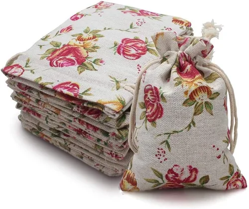 Miniatura 9 de Paquete de 24 bolsas de arpillera con doble cordón de color rosa, bolsa de arpillera de regalo, bolsas de lino reutilizables, bolsas de joyería