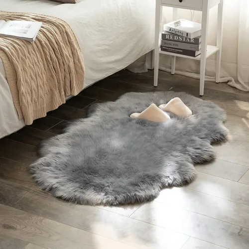 Miniatura 36 de MIULEE Alfombra de Piel de Oveja Sintética de 3 x 5 Pies, Alfombras de Área Mullidas de Lujo - Alfombra Decorativa Shag Súper Suave para Dormitorio
