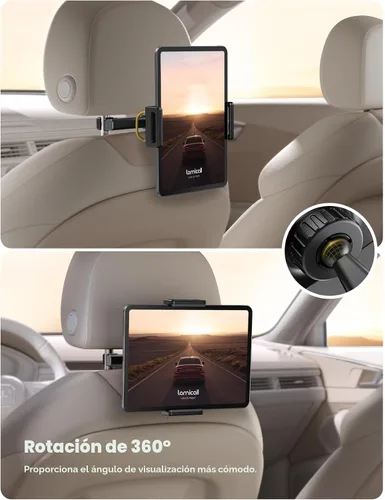 Miniatura 3 de Lamicall Soporte para reposacabezas de tableta de automóvil, soporte para reposacabezas de asiento trasero de automóvil, soporte para tableta