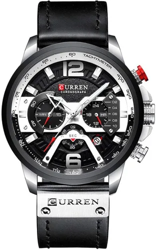 Miniatura 2 de CURREN Watches Men Quartz Leather Chronograph Watch and Fashion Bracelet Set Analog Watches for Men Luxury Wristwatch Gifts for Dad Boyfriend