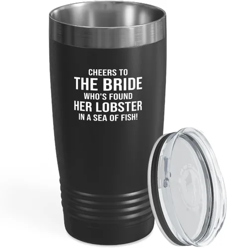 Bride Tumbler 20oz Black -Found Her Lobster - Bride To Be Gifts Bridal Shower Wedding New Bride Mr Mrs Bachelorette Party Fiancee Newly Engaged