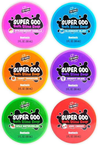 Miniatura 6 de Tub Works® Super Goo Bath Slime™ - Jabón Slime Juguete de Baño para Niños, Paquete de 6 Jabón Slime Elástico y Suave para Baño de Niños Pequeños
