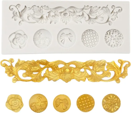 Miniatura 21 de Moldes barrocos de fondant de encaje de flores, moldes de silicona para curvas, molde de alivio de volutas para decoración de pasteles, decoración