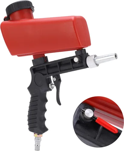 Miniatura 5 de Pistola de arena, kit de pistola de arena para compresor de aire, chorro de arena neumático de mano de acero al carbono, pequeño juego de pistola