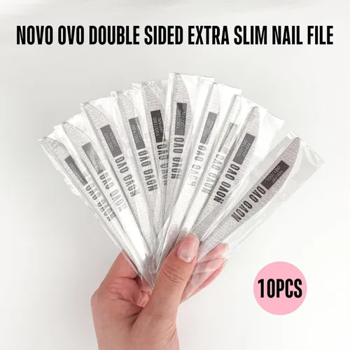 Miniatura 7 de NOVO OVO Lima de uñas finas, 10 piezas profesionales de doble cara, extra delgada, reutilizable, tablero de esmeril (grano 100/180), herramientas