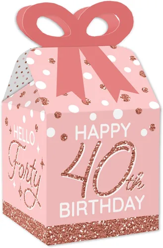 Miniatura 10 de Big Dot of Happiness 13º cumpleaños rosa oro rosa – Cajas de regalo cuadradas – Cajas de lazo para fiesta de feliz cumpleaños – Juego de 12