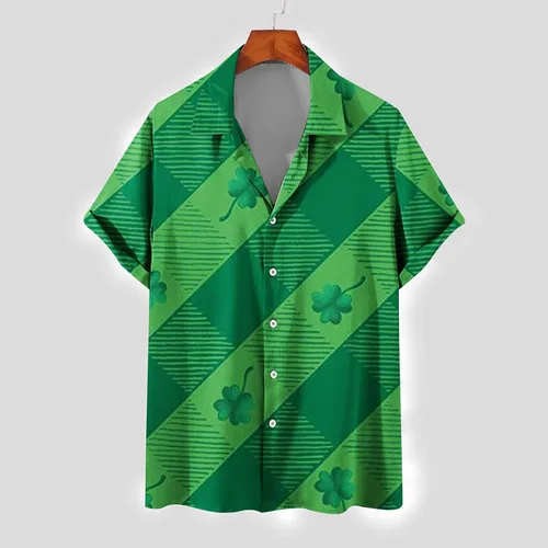Miniatura 3 de Camiseta del día de San Patricio para hombre o mujer, sudadera irlandesa casual con cuello redondo, blusas de trébol, camiseta deportiva de verano