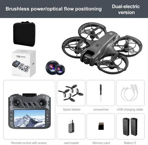 Miniatura 9 de Drone RC con cámara HD para adultos principiantes, FPV Drones con pantalla en el controlador, motor sin escobillas, vuelo inteligente, control