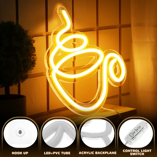 Miniatura 3 de Kathfly Letrero de neón LED de neón para cafetería, decoración de pared LED moderna para tienda, accesorios para cafetería, restaurante, pub