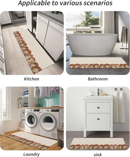 Miniatura 5 de Tapete de baño antideslizante con diseño de hongos del bosque, tapete de baño de secado rápido y absorbente, tapete de ducha de tierra de diatomeas