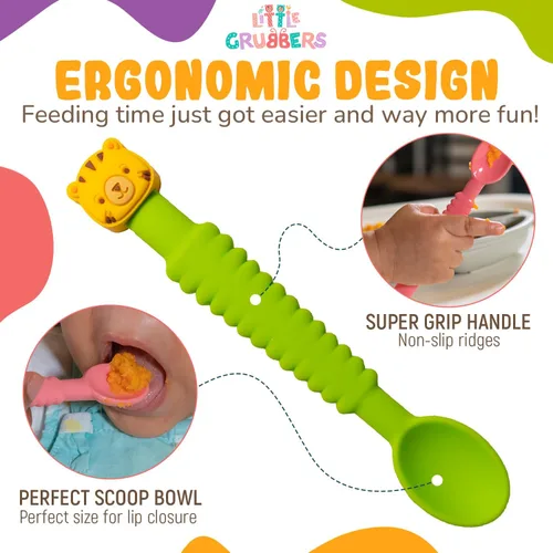 Miniatura 7 de Cuchara de silicona 3 en 1 para bebé de alimentación autónoma durante más de 6 meses, cuchara mordedor pediátrica diseñada por OT, utensilios