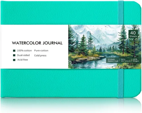 Miniatura 8 de 40 hojas de cuaderno de acuarela 4x6 pulgadas, papel de acuarela de 140 lb/300 GSM para bocetos de acuarela, papel de acuarela prensado en frío
