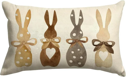 Miniatura 8 de GOOESING Fundas de almohada de Pascua de 12 x 20 pulgadas, funda de cojín de lino para sofá, decoración del hogar