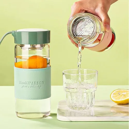 Miniatura 5 de Botellas de agua de vidrio de 16 onzas, botella de agua de borosilicato, con tapa de sellado y fundas y filtros, sin BPA, botella de vidrio portátil