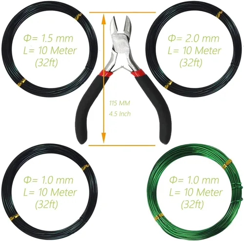 Miniatura 2 de Kebinfen® Kit de alambre de entrenamiento para bonsái para árbol bonsái, con cortador de alambre de bonsái, tamaño de los alambres de bonsái 0.039