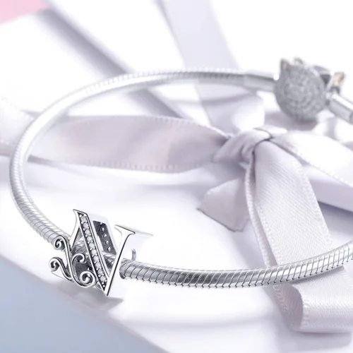 Miniatura 95 de BETTY&SARAH dije de plata esterlina 925 con forma de letra, para pulseras Pandora, letra del alfabeto, joya, regalo para mujer