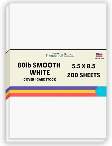 Miniatura 21 de 200 hojas de papel para tarjetas blanco brillante liso de 80#, 10,2 x 22,9 cm (4 x 9 pulgadas) Tamaño de inserción para sobre #10 - 36 kg/libra