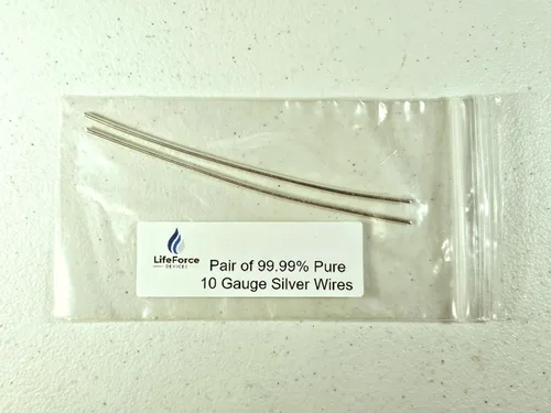 Cables de generador de plata pura – Electrodos de plata 9999 – Cables precortados de 6 pulgadas de calibre 10 – Compatible con generadores LifeForce