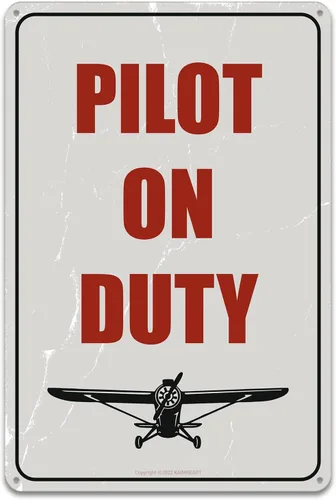 KAIMKEART Pilot On Duty - Letreros de piloto vintage, regalo retro de aviación de aviación, decoración de pared de metal, 8 x 12 pulgadas