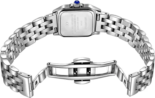 Miniatura 3 de Relojes pequeños de oro para mujer con funda rectangular vintage, esfera romana clásica, banda de acero inoxidable resistente al agua con cadena