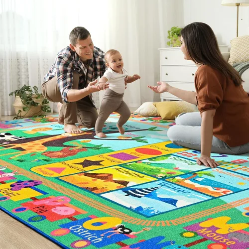Miniatura 6 de Alfombra infantil para sala de juegos, alfombra educativa ABC de 3 x 5 pies para aula, alfombra divertida del alfabeto para aprender números