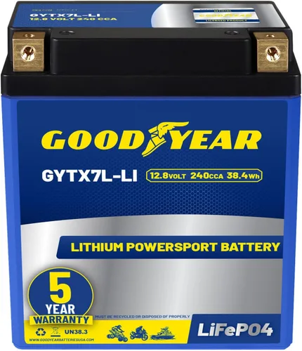 Miniatura 17 de Goodyear GYTX4L-LI LiFePO4 LiFePO4 12.8V 150CCA Batería recargable de alto rendimiento Powersport con reemplazo inteligente BMS para motocicleta