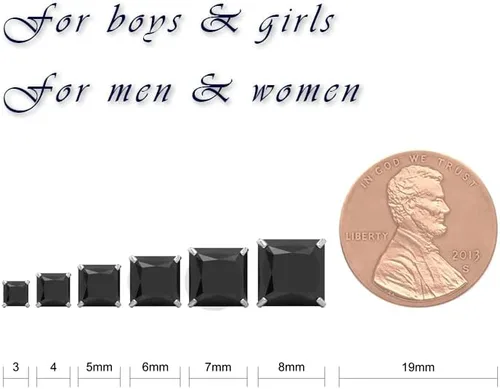 Miniatura 4 de Aretes unisex de plata de ley 925 con corte princesa, chapados en platino, joyería fina para hombres y mujeres