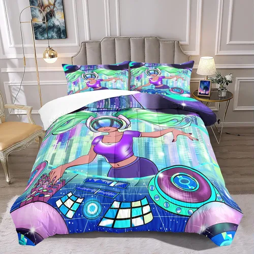Miniatura 3 de Juego de edredón de 3 piezas con 2 fundas de almohada, tamaño Queen, diseño africano de DJ Girl de microfibra suave, regalo para mujeres y niñas