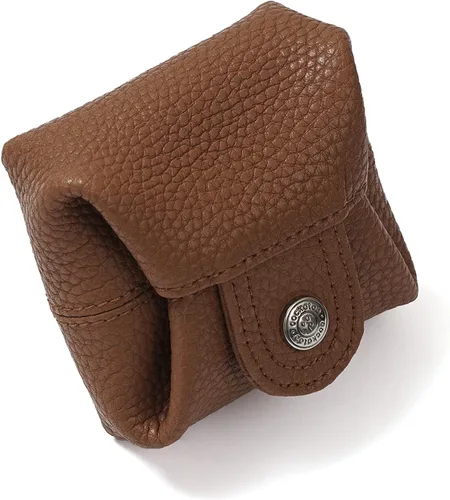 Miniatura 86 de Cockatoo Monedero de cuero genuino para cambio, mini billetera con bolsillo a presión para hombres y mujeres, Rojo (Aurora Red), Casual