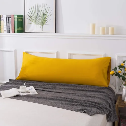 Miniatura 27 de Juego de 2 fundas de almohada de algodón 100 % jersey de 20 x 30 pulgadas, peso ligero, cómodo, extremadamente duradero. Amarillo