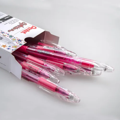 Miniatura 3 de Pentel Sparkle Pop Bolígrafo de Gel Metálico, (1.0mm) Línea Gruesa, Rosa, Caja de 12 Bolígrafos (K91-DP)