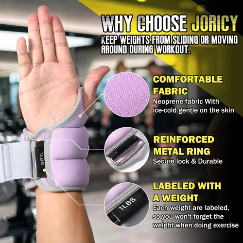 Miniatura 4 de Pesas de muñeca con trabillas para el pulgar para mujeres y hombres, 1 par de 2, 3, 4, 5, 6 libras, pesas de brazo y tobillo, guantes