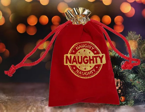 Miniatura 4 de K-Kraft Bolsas de regalo de terciopelo de Navidad, bolsas de regalo traviesas o agradables, 3 regalos o recuerdos reutilizables para fiestas