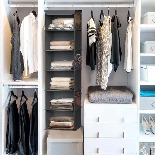 Miniatura 2 de Simple Houseware Organizador de armario colgante de 6 estantes, gris oscuro