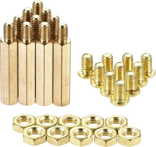 Miniatura 10 de uxcell M4 - Espaciador hexagonal de latón de 0.669 in+0.236 in macho-hembra, kit de tuercas roscadas para placa base PCB, placa de circuito