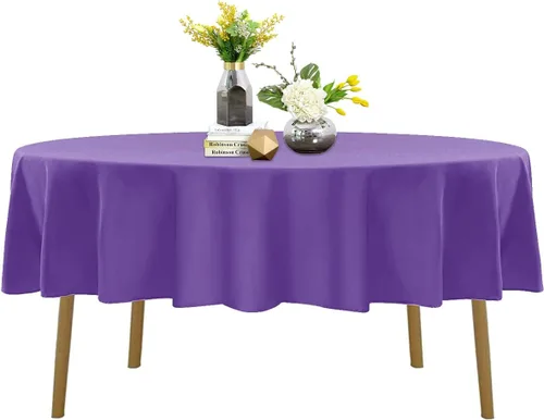 Miniatura 117 de Mantel de poliéster lavable de 90 pulgadas, resistente a las manchas y a las arrugas, mantel decorativo para mesa de comedor, fiestas de bufé y Negro