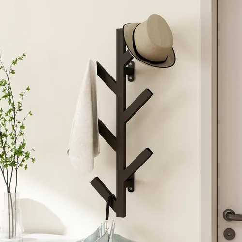 Vlush Perchero de Metal para Montar en la Pared con 6 Ganchos, Perchero de Ropa Moderno y Minimalista, Perchero Vertical para Colgar Ropa,