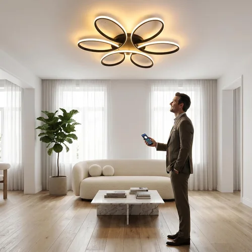 Miniatura 2 de Moderna lámpara LED de techo, 23 pulgadas, 70 W, con control remoto/aplicación, lámpara de montaje empotrado regulable para sala de estar, comedor