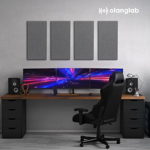 Miniatura 5 de Olanglab Paneles de pared acústicos de fibra de vidrio, paquete de 4, paneles de sonido de 11.8 x 23.6 pulgadas, paneles de prueba de sonido