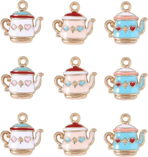 Miniatura 14 de LiQunSweet 20 dijes chapados en oro con cruz esmaltada blanca para hacer joyas Colgantes blancos de cruz