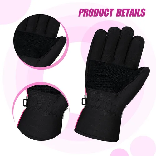 Miniatura 4 de SATINIOR Guantes de esquí de nieve impermeables para niños, guantes de snowboard para niños y niñas, guantes de nieve cálidos