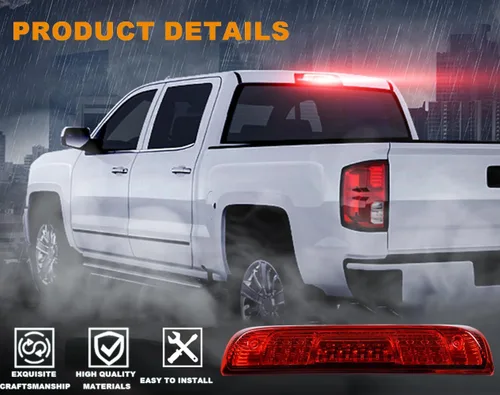 Miniatura 2 de PIT66 3ª Luz de Freno LED, Compatible con Chevy Silverado 2014-2018/Compatible con GMC Sierra 1500 2500HD 3500HD 2014-2018 Luz de Parada Trasera