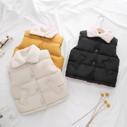 Miniatura 2 de Mud Kingdom Chaleco con cuello de sherpa para niños, con botones a presión, ropa de abrigo de invierno