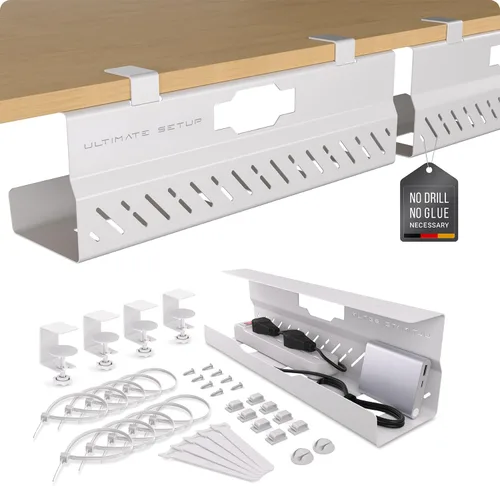Miniatura 8 de Bandeja de organización de cables para debajo del escritorio, sin taladro, organización de cables, organizador de cables, gran capacidad de carga